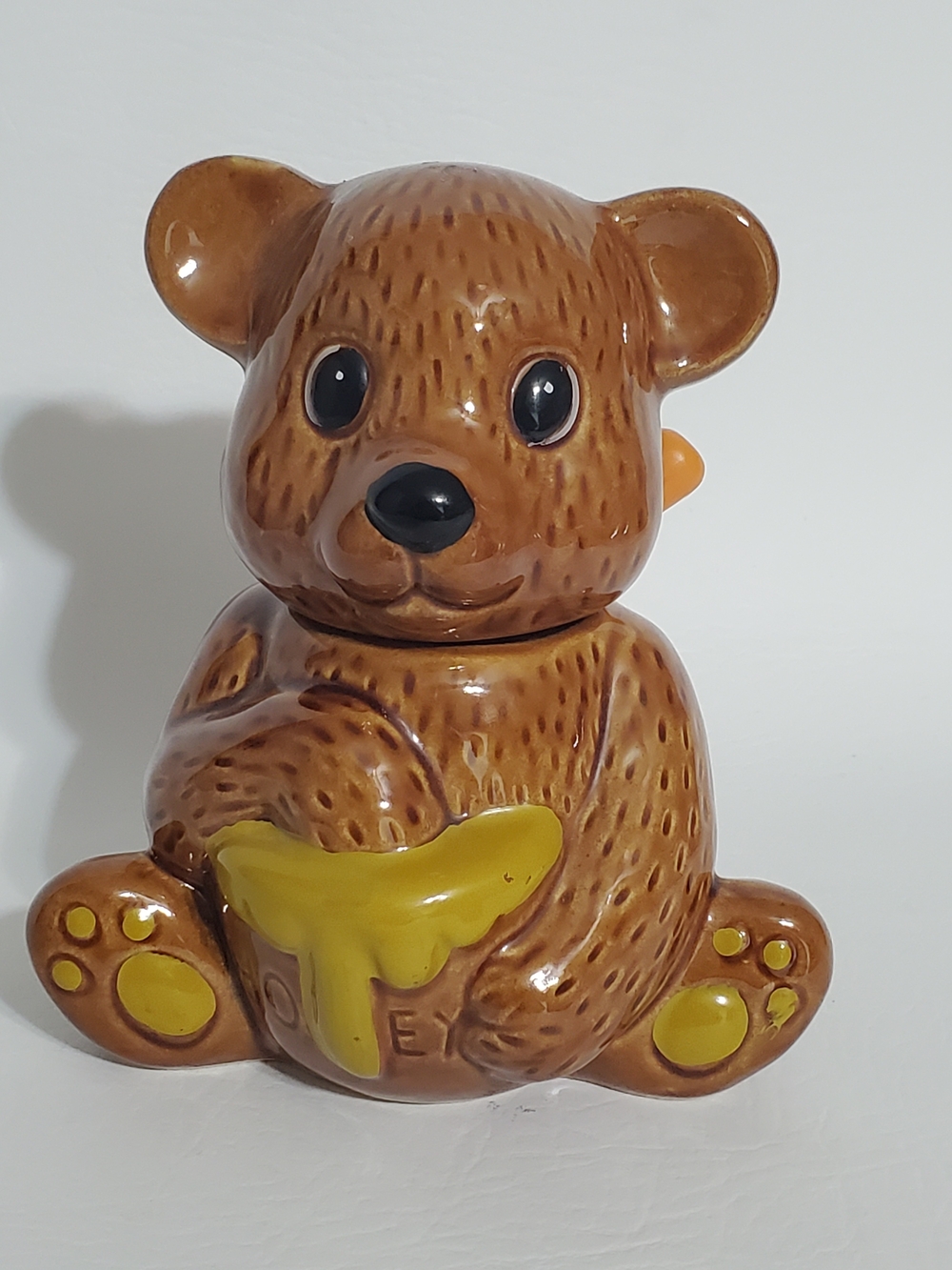 Ceramic Bear Honey Jar with Yellow Honey Accent Wand
